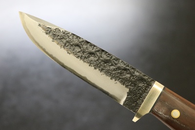 IC-SC-243/1 Нож туристический 113/228 мм, сталь shirogami -San Mai, дерево (грецкий орех),кожа