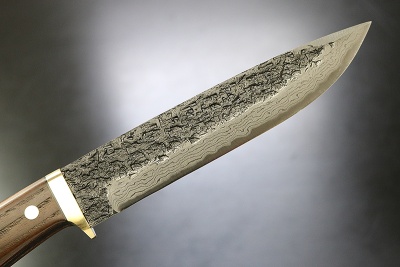 IC-SC-240/1 Нож туристический Tanto Hunter Ishikava, сталь Shirogami Damascus, 150мм