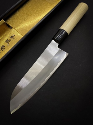 YTH-01 Shimomura Нож кухонный Сантоку 165/305,молибден-ванадиевая сталь,рукоять магнолия