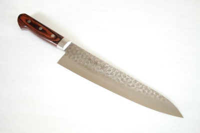07227 Нож кухонный Шеф, SAKAI TAKAYUKI, сталь  Damascus VG-10, 17 сл. 240мм, рукоять махагон